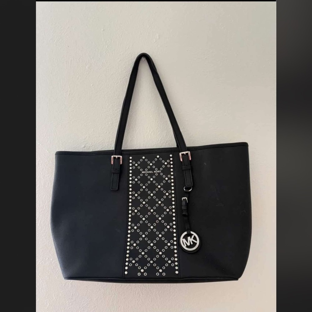 Michael Kors Black Tote with Silver Studs